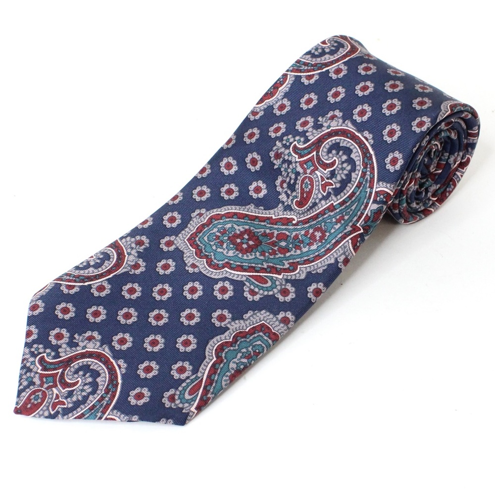 Resilio Navy Blue Paisley Men's Tie Silk Handmade